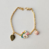 Rainbow Unicorn Charm Bracelet 3.5 Grams, 18KT Gold